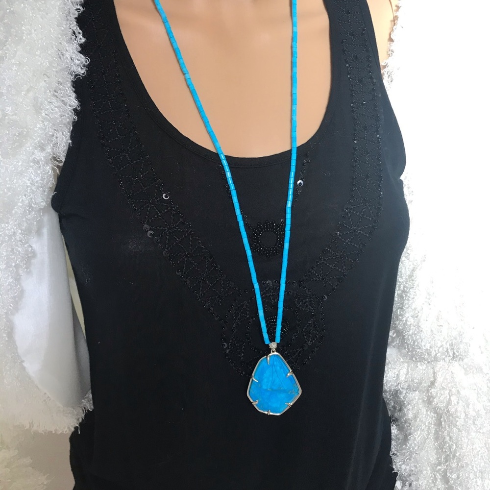 Kendra Scott Beatrix Aqua Howlite Long Necklace. NWT